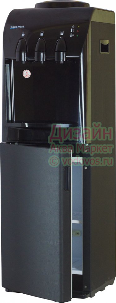 Кулер для воды Черная Экокожа с холодильником компрессорный