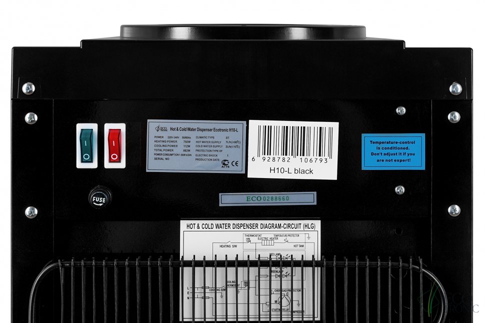 Кулер для воды Ecotronic H10-L Black с большим баком нагрева компрессорный
