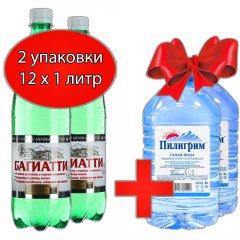 АКЦИЯ Минеральная вода «Багиатти» 1 литра (упаковка 12 бутылей) + Пилигрим