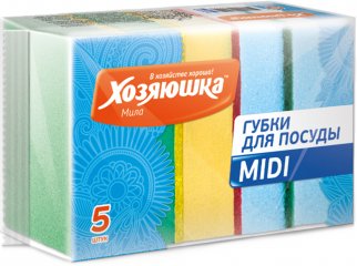 Губка для посуды "Хозяюшка Мила" midi, 5 шт