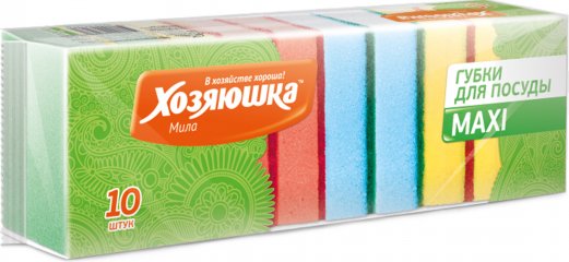 Губка для посуды "Хозяюшка Мила" maxi, 10 шт