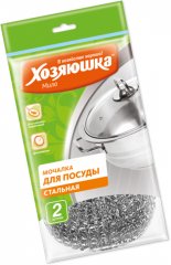 Мочалка для посуды "Хозяюшка Мила" стальная, 2 шт